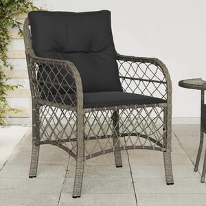 Záhradné stoličky s vankúšmi 2 ks sivé polyratanové