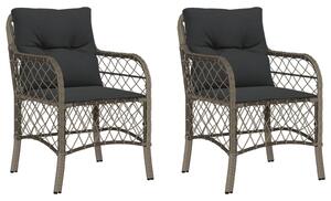 Záhradné stoličky s vankúšmi 2 ks sivé polyratanové