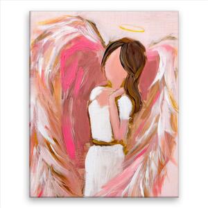 Obraz na plátne - Anjel s ružovými krídlami - 40x50 cm