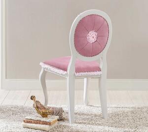 Rustikálna čalúnená stolička Ballerina - biela/ružova