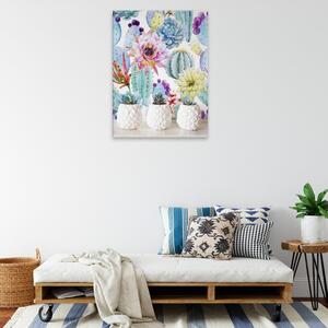 Obraz na plátne - Kaktusy v bielom kvetináči - 30x40 cm