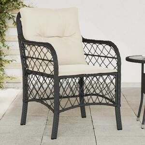 Záhradné stoličky s podložkami 2 ks čierne polyratan