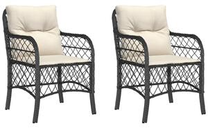 Záhradné stoličky s podložkami 2 ks čierne polyratan