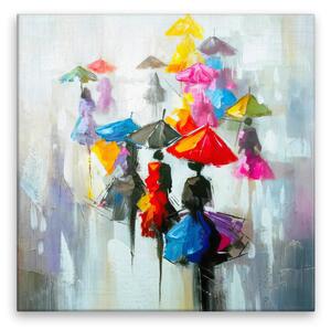 Obraz na plátne - Sedemfarebné dáždniky - 40x40 cm