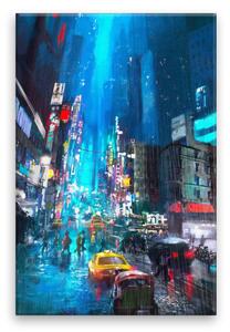 Obraz na plátne - Večerné daždivé mesto - 40x60 cm