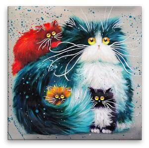 Obraz na plátne - Mačka s mačiatkami - 40x40 cm