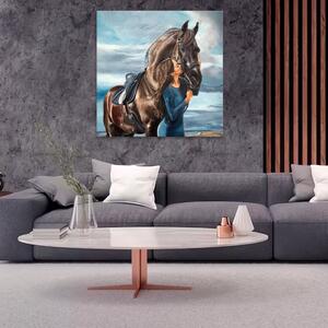 Obraz na plátne - Bozk pre koňa - 40x40 cm