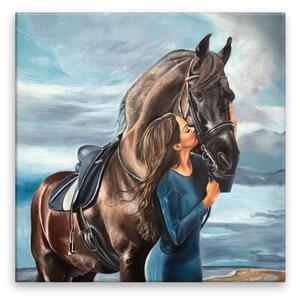 Obraz na plátne - Bozk pre koňa - 40x40 cm