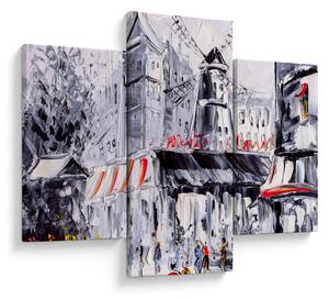 Obraz - Ulica v Paríži, olejomaľba (90x60 cm)