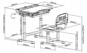 FunDesk Advanced Kit rastúci stôl so stoličkou a lampičkou