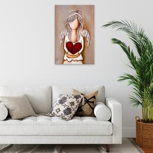 Obraz na plátne - Anjel s veľkým srdcom - 40x60 cm