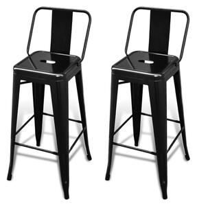 Barové stoličky 2 ks, čierne, oceľ