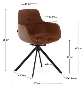 MUZZA Otočná stolička tassina kožená hnedá