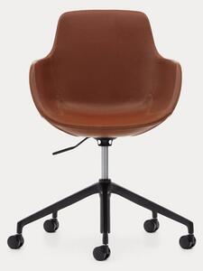 MUZZA Otočná stolička tassina na kolieskach kožená hnedá