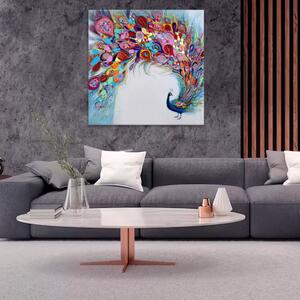 Obraz na plátne - Farebný páv - 40x40 cm