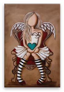 Obraz na plátne - Anjel so srdcom na dlani - 40x60 cm