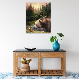 Obraz na plátne - Medveď a vták - 40x50 cm