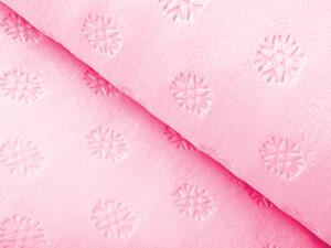 Biante Detská obojstranná deka Mikroplyš/Polar MIP-022 Snehové vločky - svetlo ružová 100x150 cm