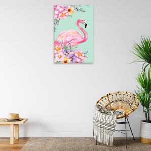 Obraz na plátne - Plameniak v kvetoch - 40x60 cm
