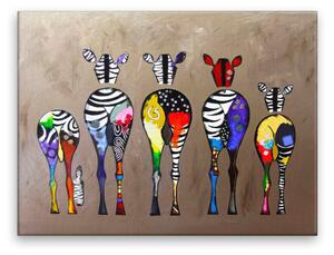 Obraz na plátne - Farebné zebry zozadu - 40x30 cm