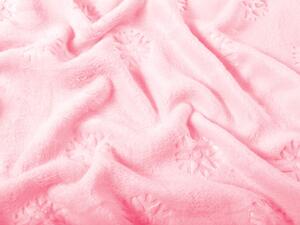 Mikroplyšová látka MIP-022 Snehové vločky - svetlo ružová - šírka 140 cm