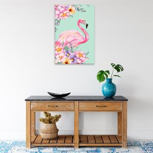 Obraz na plátne - Plameniak v kvetoch - 40x60 cm