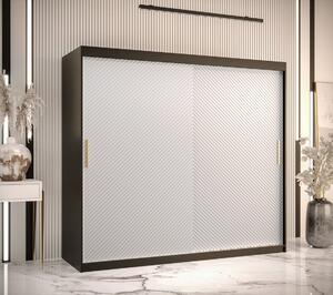 Skriňa s posuvnými dverami PAOLA - šírka 200 cm, čierna / biela