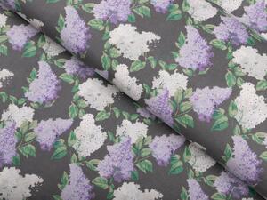 Biante Bavlnené posteľné obliečky Sandra SA-384 Kvety orgovánu na sivom Jednolôžko 140x200 a 70x90 cm