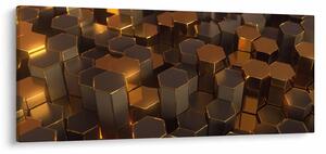 Obraz - Bronzové hexagóny (120x50 cm)
