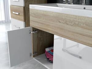 Kúpelňový nábytok Lumia MDF, Farby: dąb wotan / biały lamel + dąb wotan, Sifón: bez sifónu, Umývadlová batéria: nie Mirjan24 5903211316241