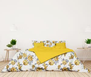 Ervi bavlnené obliečky DUO - žlté kvety na bielom/žlté