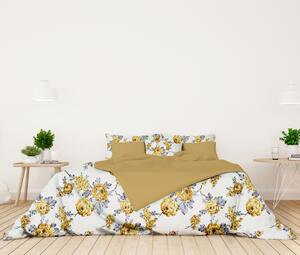 Ervi bavlnené obliečky DUO - žlté kvety na bielom/horčice