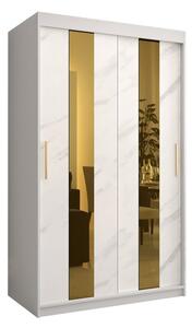 Dizajnová šatníková skriňa so zlatým zrkadlom MADLA 4 - šírka 120 cm, biela