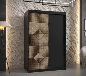 Priestranná šatníková skriňa s posuvnými dverami MARIEM 1 - šírka 120 cm, čierna