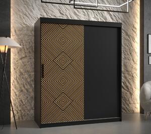Priestranná šatníková skriňa s posuvnými dverami MARIEM 1 - šírka 150 cm, čierna
