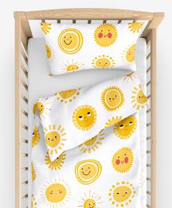 Goldea detské bavlnené obliečky do postieľky - usmievavá slniečka 90 x 120 a 40 x 60 cm