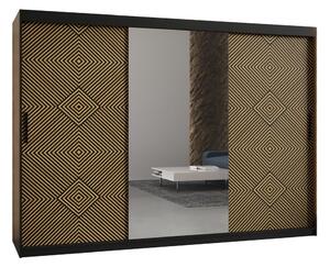 Priestranná šatníková skriňa s posuvnými dverami MARIEM 3 - šírka 250 cm, čierna
