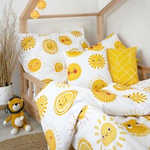 Goldea detské bavlnené obliečky - usmievavá slniečka 150 x 200 a 50 x 60 cm