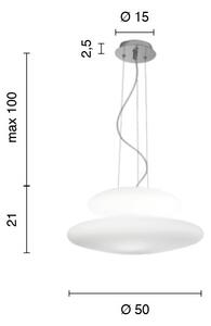 Ondaluce - Závesný luster PAGODA na lane 3xE27/15W/230V + 2xE27/15W, priemer 50 cm, biela