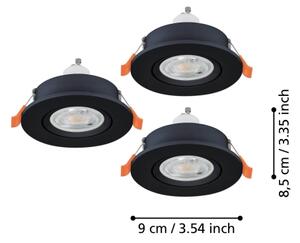 Eglo 902257 - SADA 3x LED podhľadové bodové svietidlo BARRANCO 1xGU10/4,5W/230V čierna