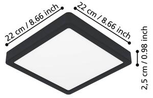 Eglo 901303-LED Stropné svietidlo FUEVA LED/10,5W/230V 2700/4000/6500K 22x22cm čierna