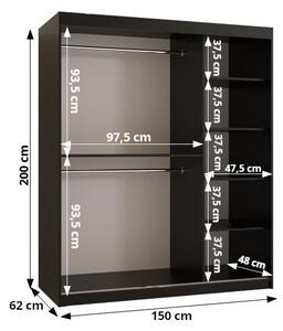 Dvojdverová skriňa NEA 1 - šírka 150 cm, biela / čierna
