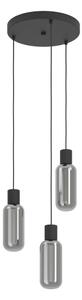 Eglo 901004 - Závesný luster na lanku MAIONE 3xE27/4W/230V čierna/dymová