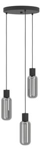 Eglo 901004 - Závesný luster na lanku MAIONE 3xE27/4W/230V čierna/dymová