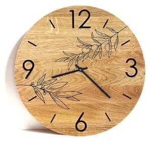 Karlsdesign.sk - Drevené hodiny z dubového dreva - Olive - 30cm - Biela - Bez gravírovania