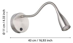 Eglo 901783 - LED flexibilná nástenná lampa s USB OLIVANDINO LED/3,8W/230V chróm