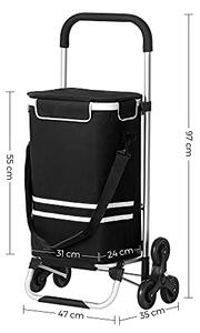 SONGMICS Nákupná taška s kolieskami - čierna - 47x97x35 cm