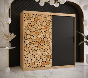 Šatníková skriňa s posuvnými dverami SUZAN 1 - šírka 180 cm, dub artisan / čierna