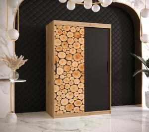 Šatníková skriňa s posuvnými dverami SUZAN 1 - šírka 120 cm, dub artisan / čierna