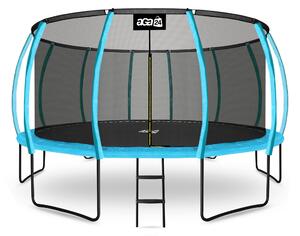 Aga Trampolína 500 cm Svetlo modrá + ochranná sieť + schodíky